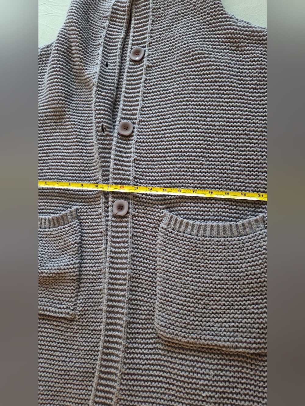Men's Gray Knit Button-Front Cardigan Sweater
